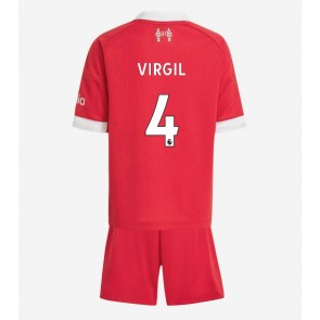 Liverpool Virgil van Dijk #4 Hjemmebanetrøje Børn 2025-26 Kortærmet (+ Korte bukser)